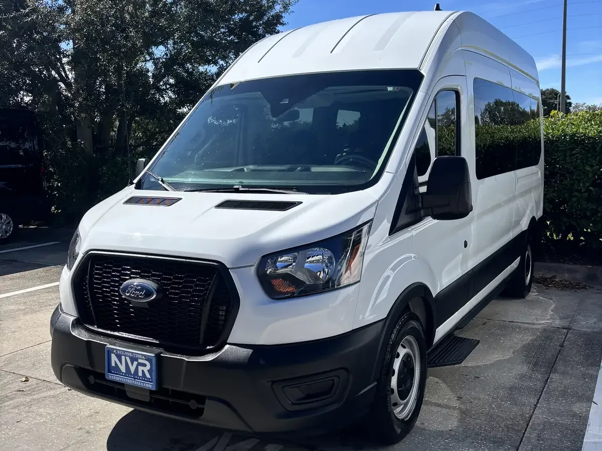 White high-roof 12 or 15 passenger van