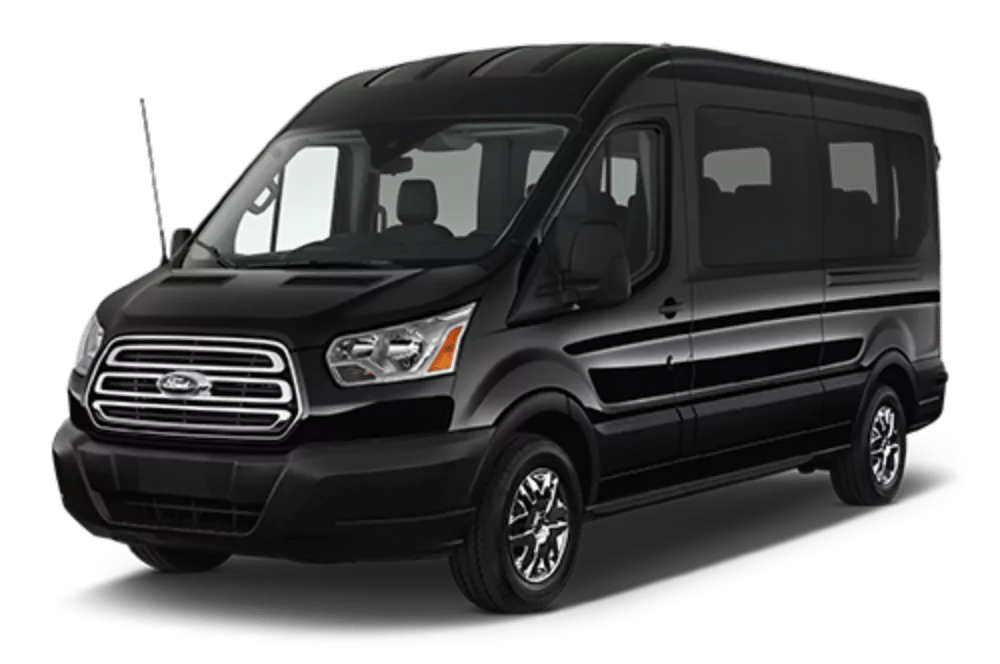 Black passenger van front view